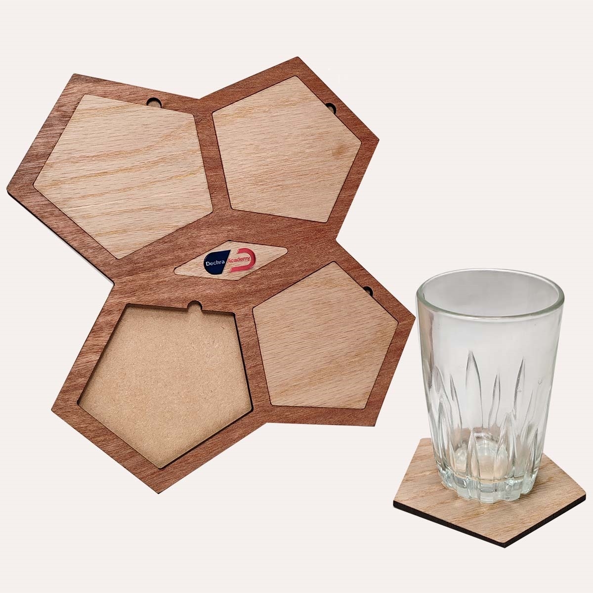 Juego de Posavasos MDF Pentagono