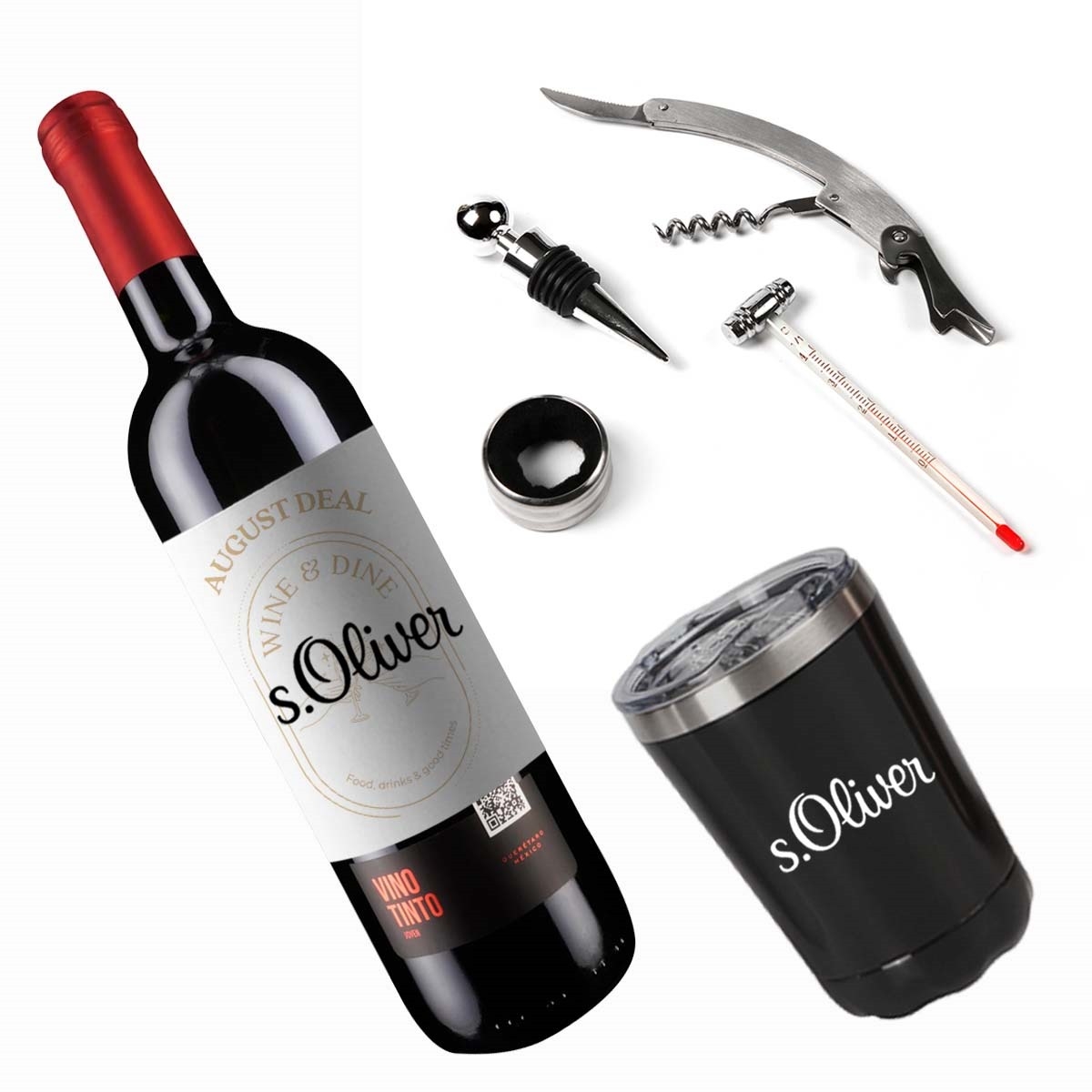 Set de Vino Tinto, Vaso y Sacacorcho